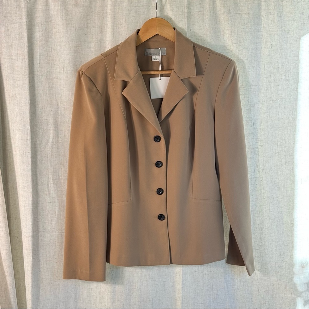 Dressbarn Tan Tailored Button-Front Blazer – Size 12